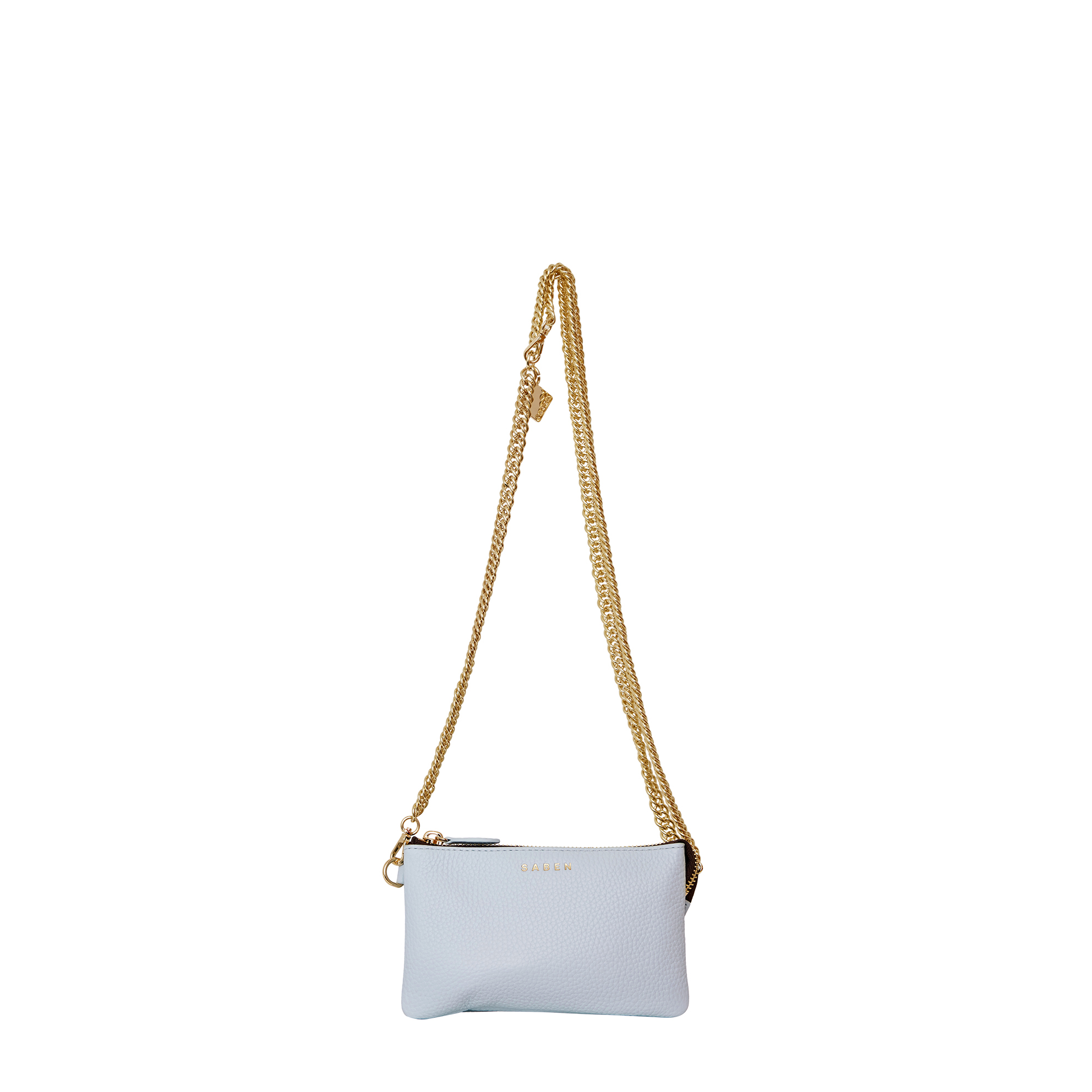 Saben Lily Crossbody Blue Whisper + Gold Curb Chain - Issimo Shoes